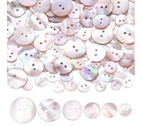 CRAFTYMELODY 120Pcs 2 Holes Natural Shell Buttons 6 Sizes Flat Round Mother of Pearl Buttons Seashell Bulk Button 10/11/12.5/18/20mm for DIY Sewing Crafts Clothes Blazer Shirts Coats Suits