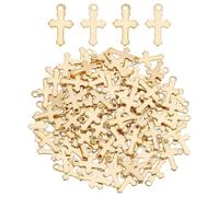 CRAFTYMELODY 120Pcs Cross Charms Stainless Steel Chainmail Charms 18K Gold Plated Mini Pendants Tiny Cross Small Hole Pendant for Jewelry Making Crafting Findings Handmade Craft DIY 12x7x0.8mm