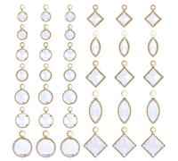 CRAFTYMELODY 120Pcs Cubic Zirconia Charms 12 Styles Flat Round Rhombus Horse Eye Square Crystal Charm Pendants Golden Tone Crystal Pendants with Loops for Bracelet Necklace Jewelry Making DIY Craft