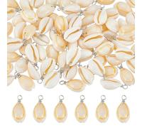 CRAFTYMELODY 120Pcs Natural Cowrie Shell Charms Shell Pendant Spiral Seashells Charm with Metal Copper Wire Loops Summer Ocean Pendant Decor for Bracelet Necklace Jewelry Making Craft Supplies