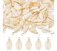 CRAFTYMELODY 120Pcs Natural Cowrie Shell Charms Shell Pendant Spiral Seashells Charm with Metal Copper Wire Loops Summer Ocean Pendant Decor for Bracelet Necklace Jewelry Making Craft Supplies