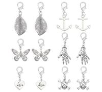 CRAFTYMELODY 12Pcs Alloy Shoe Charms 6 Styles Shoelace Clip Charms with with Lobster Claw Clasps Leaf Butterfly Skull Heart Shoelace Pendants Accessories for Sneakers Keychains Decor