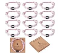 CRAFTYMELODY 12Pcs Baseball Soccer Volleyball Gifts Rope Bracelets Team Gift Adjustable Rope with Cross Charm Card Cross Charm Bracelet Nylon Adjustable Bracelets Cord String Bracelet for Men Women