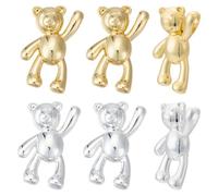 CRAFTYMELODY 12Pcs Bear Charm Gold Silver Brass Teddy Bear Pendants Kawaii Lucky Animal Charm Hanging Ornament for Jewelry Making Accessory Supplies Necklace Bracelets Dangle Earring DIY Craft