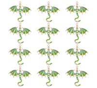 CRAFTYMELODY 12Pcs Dragon Charm Alloy Enamel Pendants with Rhinestone Flying Dragon Charms Findings for Bracelet Necklace Earrings DIY Jewelry Making DIY Crafts Accessory Green Yellow