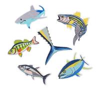 CRAFTYMELODY 12Pcs Fish Iron on Patches 6 Styles Ocean Animals Embroidery Sew On Patches Tuna Shark Embroidered Costume Accessories for DIY Clothing Dress Hat Bags Jeans Shoes Decorate