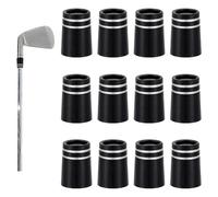 CRAFTYMELODY 12Pcs Golf Iron Ferrules Black Golf Iron Ferrules with Double Silver Ring Re-Shaft Golfs Ferrule for Irons Shaft Universal Taper Tip Irons Wedge Ring Sports Items Enthusiasts Favor Gifts