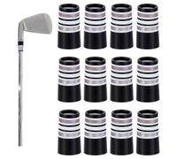 CRAFTYMELODY 12Pcs Golf Iron Ferrules Black Golf Iron Ferrules with Multi Silver Ring Re-Shaft Golfs Ferrule for Irons Shaft Universal Taper Tip Irons Wedge Ring Sports Items Enthusiasts Favor Gifts