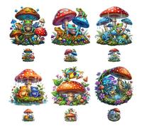 CRAFTYMELODY 12Pcs Mushroom Frog Iron on Transfer 6 Style Wildflower Transfer Vinyl Decal Sticker Natural Ready to Press Applique for Clothes Hats Bags Backpack T-Shirts DIY Fabric Decor Craft