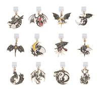 CRAFTYMELODY 12Pcs Type C Dust Plug Charm Dragon Charms 12 Styles Mobile Dustproof Plugs with Alloy Enamel Dragon Pendant Charging Port Protector Pendants Phone Accessories Decoration