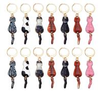 CRAFTYMELODY 14Pcs 7 Colors Cat Stitch Markers Alloy Enamel Crochet Stitch Marker Charms Animal Leverback Clasp Knitting Charms for DIY Keychain