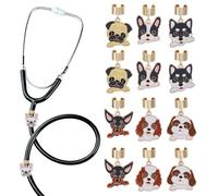 CRAFTYMELODY 14Pcs 7 Styles Dog Stethoscope Charms for Nurse Dog Stethoscopes Charm Alloy Enamel Dogs Stethoscopes Charms Unique Animal Stethoscope Id Name Tag Gift for Pediatric Doctor Veterinarian