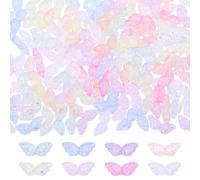 CRAFTYMELODY 150pcs Angel Wing Acrylic Beads Transparent Crackle Beads Wings Spacer Bead Colorful Cute Bead Bulk for Keychain Charms Bracelets Necklaces Earrings Jewelry Making DIY Craft Supplies