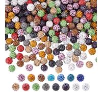 CRAFTYMELODY 150Pcs Rhinestone Beads 15 Colors Pave Disco Ball Clay Beads Bling Fancy Sparkle Loose Spacer Charm for Jewelry Making Bracelet Necklace Keychain Earring DIY Craft Accessory Supplies