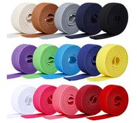 CRAFTYMELODY 15Pcs Elastic Ribbon 15 Colors Flat Polyester Elastic Cord Folding Soft Stretch Trim 20mm Wide Garment Accessories Colorful Webbing Tape for Sewing Crochet Hair Bow DIY Crafts Projects