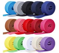 CRAFTYMELODY 15Pcs Elastic Ribbon 15 Colors Flat Polyester Elastic Cord Folding Soft Stretch Trim 25mm Wide Garment Accessories Colorful Webbing Tape for Sewing Crochet Hair Bow DIY Crafts Projects