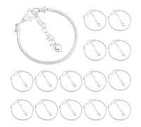 CRAFTYMELODY 15Pcs Snake Chain Charm Bracelet with Heart Lobster Clasp Extender Adjustable Metal Bracelet Chain Bulk for Women Jewelry Making Gifts DIY Craft Supplies Accessories Anniversary