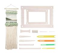 CRAFTYMELODY 15Pcs Wood Weaving Loom Kit Rectangle Small Weavings Looms Kit Wooden Woven Braiding Disk Macrame Board Kumihimo Beading Cord Disk Blanched Almond for Adult Home Weaving Projects