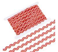 CRAFTYMELODY 16.5 Yards 1/2 Inch Red Rick Rack Trim Polyester Wave Bending Fringe Trim Ribbon Zig Zag Ribbon Trims Wave Sewing Triming with 1Pcs Cardboard Display Card for DIY Pillows Costumes Crafts