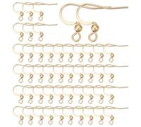 CRAFTYMELODY 160Pcs 18K Gold Plated Earring Hooks Stainless Steel Ear Wire Fish Hooks with Loop French Earwires Jewelry Finding Parts for Jewelry Making Women DIY Dangle Earrings Crafts Supplies
