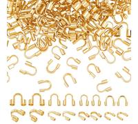 CRAFTYMELODY 160Pcs 4 Styles 18K Gold Plated Wire Guardian and Protectors U Shape Wire Guard Loops Thread Protector Findings for Earring Bracelet Necklace Jewelry Making DIY Craft Supplies