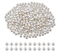 CRAFTYMELODY 160Pcs 925 Sterling Silver Plated Spacer Beads Smooth Round Ball Brass Beads 5mm Stackable Loose Beads Finding Bulk for Bracelet Necklace Earring Jewelry Making DIY Crafts