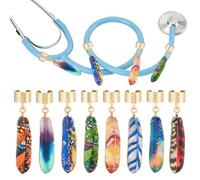 CRAFTYMELODY 16Pcs 8 Styles Stethoscope Charms for Nurse Feathers Stethoscopes Charm Alloy Enamel Feathers Stethoscopes Charms Unique Stethoscope ID Name Tag Gift for Pediatric Doctor Veterinarian