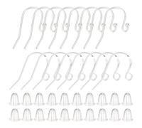 CRAFTYMELODY 16Pcs French Earring Hooks 2 Style 925 Sterling Silver Ball Dot Ear Wire with Loop 20Pcs Backs Dangle Fish Hook Earring Findings for DIY Women Jewelry Making Kit Craft Accessory Supplies