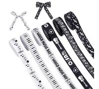 CRAFTYMELODY 18 Yards 6 Rolls Musical Notes Grosgrain Ribbon 5/8 Inch Music Ribbon Set Polyester Printed Music Craft Ribbons Black and White Fabric Ribbons for Gift Wrapping Hair Bows DIY Crafts