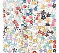 CRAFTYMELODY 180Pcs Alloy Enamel Flower Charms 6 Styles Flower Charm Pendants Mixed Color Daisy Rose Cherry Charm Floral Dangle Pendant for Necklaces Earrings Bracelet Jewelry Making Crafts