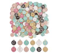 CRAFTYMELODY 182pcs Enamel Alphabet Charms 7 Colors Metal Letter Initial Charms Bulk for Bracelet Necklace Jewelry Making Keychain Crafting Christmas Birthday DIY Gift Party Decoration