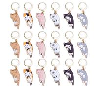 CRAFTYMELODY 18Pcs Cat Stitch Markers 6 Styles Alloy Enamel Cat Crochet Stitch Marker Charms Locking Stitches Marker with Lobster Claw Clasps for Knitting Weaving Sewing Quilting Jewelry Making
