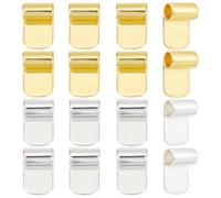 CRAFTYMELODY 18Pcs Glue on Pendant Bails 2 Color Brass Metal Tibetan Style Charms Pendants Tray Connector Hanger Rectangle Flat Pad for Jewelry Findings Making Accessory Supplies DIY Craft Necklace