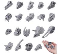 CRAFTYMELODY 19Pcs Resin Animal Skull Miniature Animal Skull Figurines Mini Dinosaur Alien Skulls Decor Ornament Figurine Miniature Head Embellishment for Halloween Christmas Landscape Decor