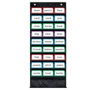 CRAFTYMELODY 1Pcs 35.43x13.19 Inch Classroom Words Pocket Chart with 13 Clear Pockets Black Reusable Sentence Strips Pocket Chart Word Wall Pockets Charts Classroom Calendar and Schedule Charts