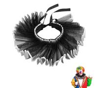 CRAFTYMELODY 1Pcs Elizabethan Dickens Ruff Neck Black Clown Collar Ruffled Detachable Collar Cloth Faux Collars Neckline Trim Victorian Costume DIY Garment Renaissance Accessories for Women