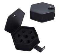 CRAFTYMELODY 1Pcs Imitation Leather Dice Storage Box Black Hexagon Dice Tray 7 Dices Case Box Tray DND Dices Holder DND Accessories for Night Tabletop RPG Board Games Organize Gift
