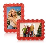 CRAFTYMELODY 1Pcs Picture Frame 185x135x20.5mm Wavy Edge Wood Photo Frame Wooden Coral Rectangle Photo Frames Stand for Tabletop Wall Hanging Home Decoration Display Pictures