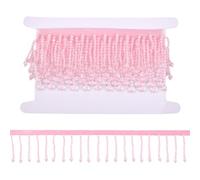 CRAFTYMELODY 2.5 Yards Beading Fringe Trimming Plastic Beads Polyester Lace Ribbon 2-1/2 Inch Tassel Lace Ribbon Crystal Beaded Sewing Trim for Curtain Clothing Wedding Decoration DIY Crafts