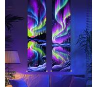 CRAFTYMELODY 2 Pack Aurora Blacklight Tapestry Glow in the Dark Neon Snowy Forest Tapestry UV Reactive Mirrored Water Wall Hanging 12.9×51 Inch with Rope Wooden Rod for Bedroom Home Wall Decoration