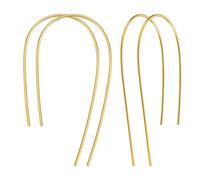 CRAFTYMELODY 2 Pairs Threader Hoop Earrings Sterling Silver Ear Wire Loop Pull Through 21x39x0.9mm Upside Down Hoop Earrings U Shape Needle Drop Dangle Threader Hoops for Women Golden