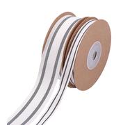 CRAFTYMELODY 2 Rolls 20 Yards Black White Strip Ribbon 3/8~1 Inch Natural Cotton Striped Ribbon Black Grosgrain Ribbons Farmhouse Ribbons for Gift Wrapping Holiday Wedding Valentines Party Decor