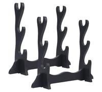CRAFTYMELODY 2 Set MDF Sword Stand 3-Tier Display Rack Black Katana Stand Storage Rack for Samurai Sword Tanto Rapier Light Saber Home Decor Anime Expo Bedroom Studio Office Anime Theme Decoration