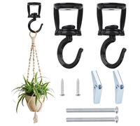 CRAFTYMELODY 2 Sets Ceiling Hooks for Hanging Plants Alloy Black Heavy Duty Metal Plant Hanger Hook Swivel Ceiling Hooks with Screw Hanging Birdfeeders Lamps Planters Indoor Outdoor Wall Baskets Hook