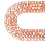CRAFTYMELODY 2 Strand 200Pcs Cube Crystal Glass Beads 8mm Faceted Square Loose Spacer Beads Bulk with 1.5mm Hole for Jewelry Making Accessory Supplies Bracelets Earring Necklace DIY Craft Misty Rose