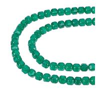 CRAFTYMELODY 2 Strands 122Pcs Natural Agate Beads Strands Square Green Stone Beads 5x5.5mm Faceted Table Cut Cube Loose Gemstone Bead for Bracelets Necklace Earrings Jewelry Making DIY