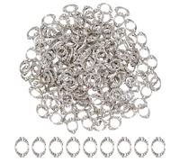 CRAFTYMELODY 200Pcs Bead Frame Circle Bead Frame Alloy Antique Silver Tibetan Style Oval Hollow Beads Frames Metal Charms Bulk for Jewelry Necklace Bracelets Earrings Making DIY Crafts