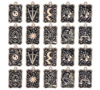 CRAFTYMELODY 20Pcs 10 Styles Rectangle Tarot Charms Alloy Enamel Tarot Card Charms Divination Halloween Gothic Magic Tarots Card Pendant Golden Amulet Charm for DIY Bracelet Necklace Crafts