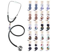 CRAFTYMELODY 20Pcs 10 Styles Stethoscope Charms for Nurse Cat Stethoscopes Charm Alloy Enamel Cat Stethoscopes Charms Unique Animal Stethoscope Id Name Tag Gift for Pediatric Doctor Veterinarian
