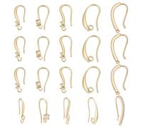 CRAFTYMELODY 20Pcs Earring Hooks 5 Style Brass Ear Wire with Loop Cubic Zirconia French Earring Hooks Dangle Fish with 20 Pcs Backs for DIY